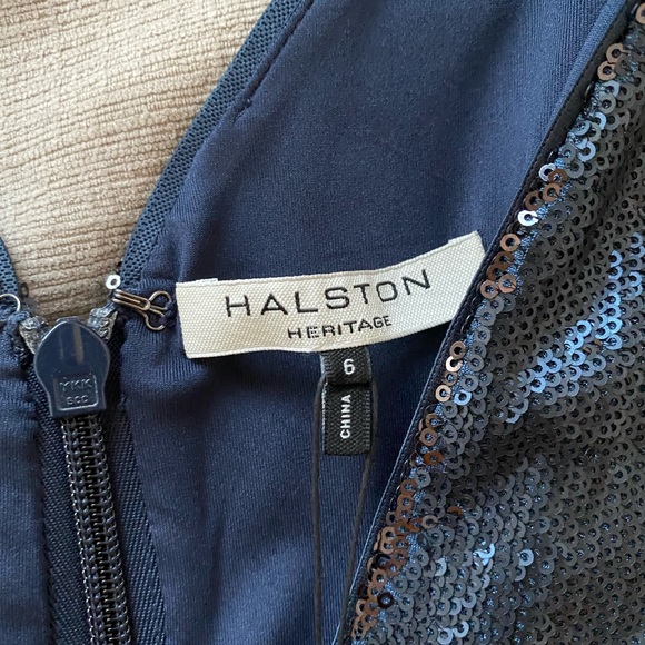 Halston formal blue sequence dress - Picture 4 of 6